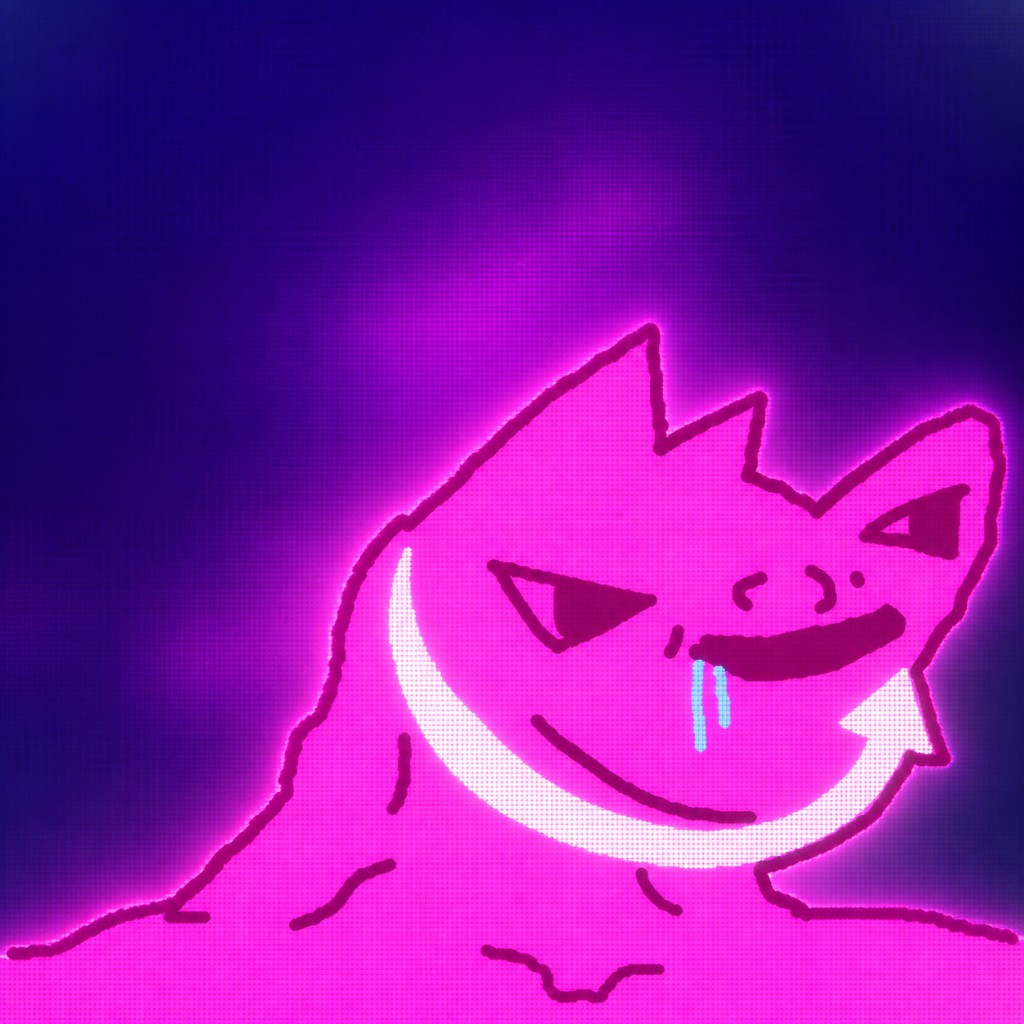 Moon Retard Cat neon portrait